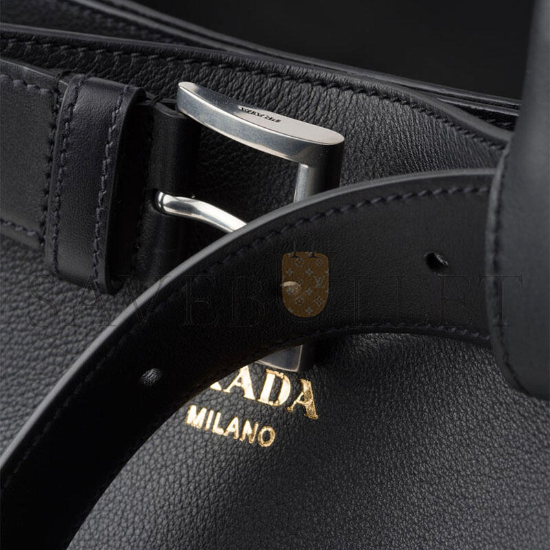 PRADA BUCKLE LEATHER BAG WITH BELT 2VG126 (48*34*18cm)